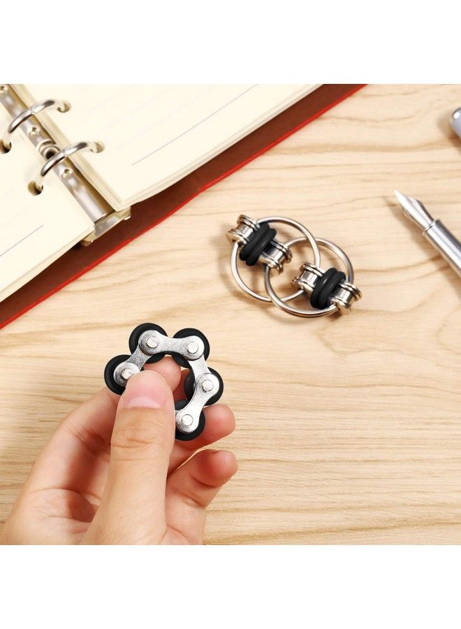 Gejoy Fidget Toy Set Include Six Roller Chain Fidget And Key Flippy Chain Stress Reducers For Autism Stress And Anxiety Relief (Black) - Image 5