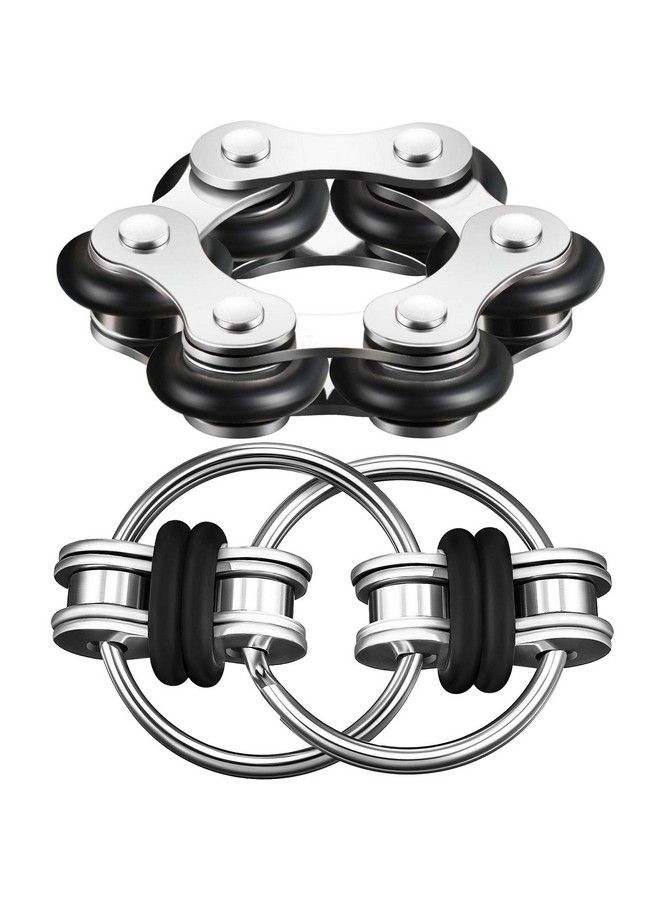 Gejoy Fidget Toy Set Include Six Roller Chain Fidget And Key Flippy Chain Stress Reducers For Autism Stress And Anxiety Relief (Black) - Image 1
