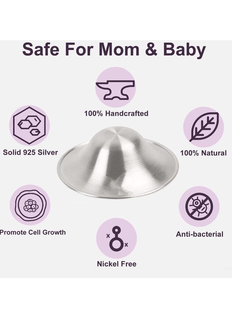LCAREMOM Silver Nursing Cups, 925 Silver Nipple Covers for Perforated Breathable Design, Essential Breast Protectors for Nursing Newborn, Metal Nipple Shields (Regular Size)  - Image 4