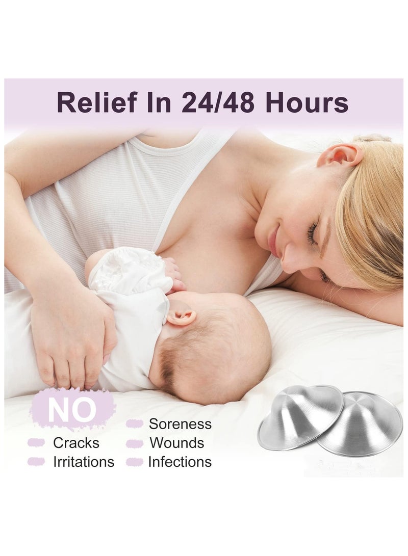 لكارموم أكواب الرضاعة الفضية ، أغطية الحلمة الفضية 925 لتصميم مثقب مسامي ، واقيات ثدي أساسية لحديثي الولادة ، دروع حلمة معدنية (الحجم العادي) - Image 5