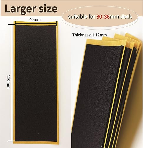 RACOFSB Fingerboard Foam Grip Tape Finger Skateboard Griptape 40mmX110mm 12pcs Black - Image 5