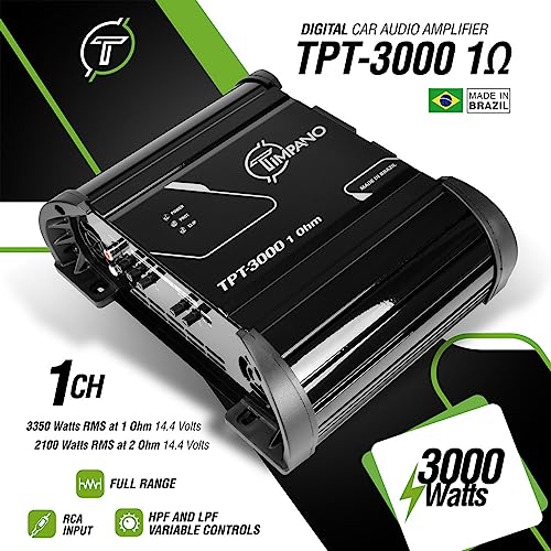 Timpano TPT3000 1 Ohm Compact Amplifier 3000 Watts 1 Channel Full Range Amp Class D for Car Speakers Loudspeakers Drivers and Tweeters on Car Audio Systems - Image 3