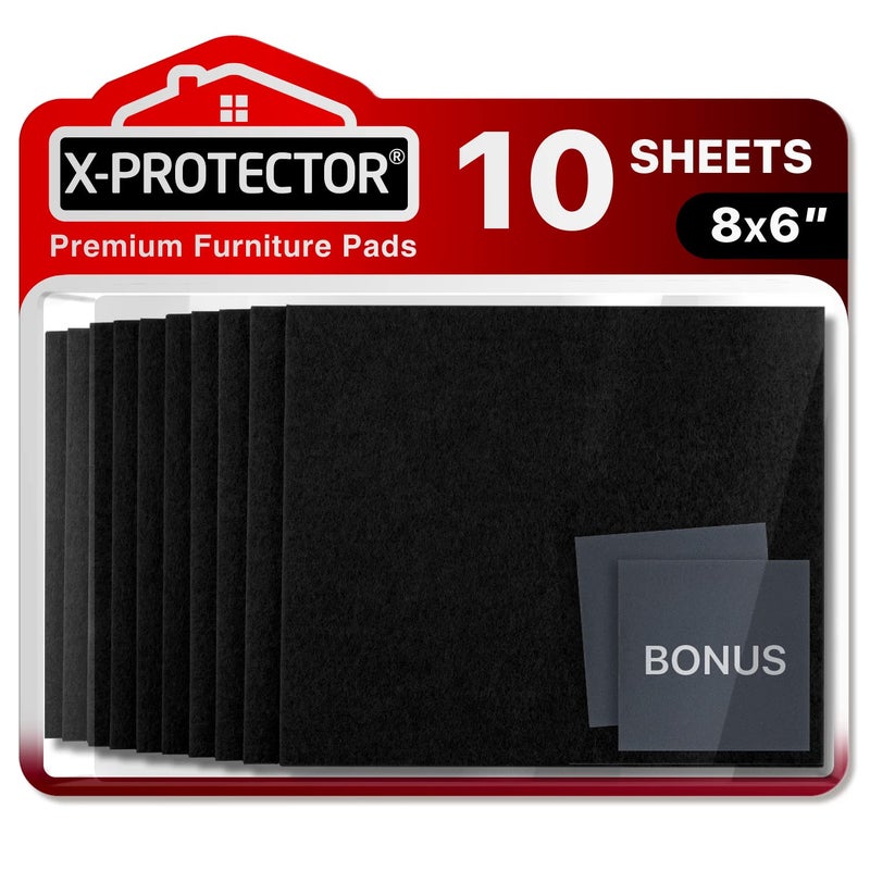Felt Furniture Pads XPROTECTOR 10 PCS Premium 8 x 6 x 15 Heavy Duty Black Felt Sheets Cut Large Furniture Pads to The Size You Need The Best Felt Floor Protectors for Any Hard Floor