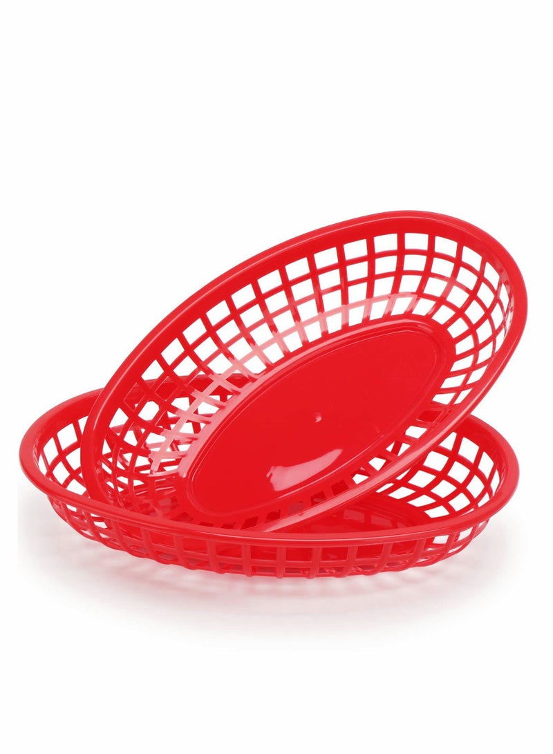 Excefore Bread Baskets, Reusable Oval Plastic Food Serving Baskets, Microwave& Dishwasher Safe Food Grade Plastic Food Tray for Party Picnic BBQ Burger Fries Sandwiches 9.4" x 5.9" 24pcs  - Image 5