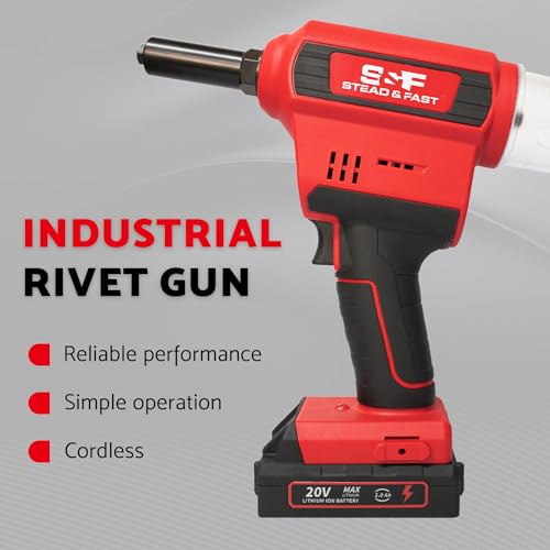 S&F STEAD & FAST مجموعة أدوات ربط لاسلكية S&F STEAD & FAST، 1/8" - 1/4"، بدون فرش، درجة صناعية، مع بطارية (2 قطعة) وشاحن، مجموعة مسدس ربط كهربائي مع حقيبة - Image 3