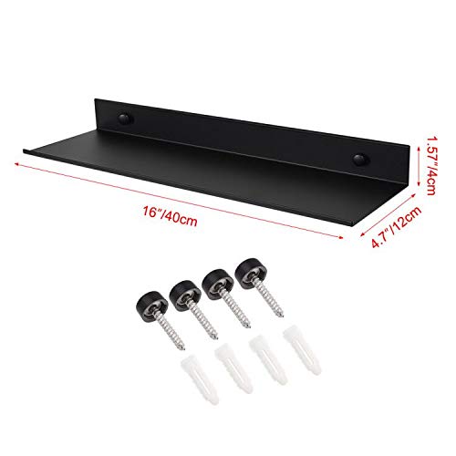 TLBTEK 2 Pcs 16inch Black Floating Shelves,Rustic Farmhouse Floating Shelves Wall Mounted Storage for Bathroom, Bedroom, Living Room, Kitchen - Image 2