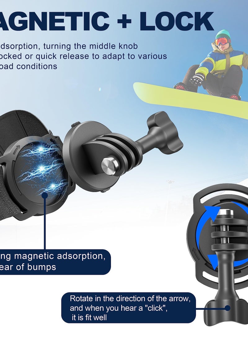 Excefore 3 Head Strap Holder Mount, VLOG/POV Accessories for DJI OSMO Action Camera, Insta360 X3/One R/RS, GoPro Hero Series (Headband Mount) - Image 4