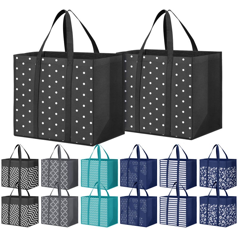 Fab totes 14 Pack Reusable Grocery Bags 35L Large Capacity Waterproof Tote Bags for Shopping and Picnic with Sturdy Handles - Image 1