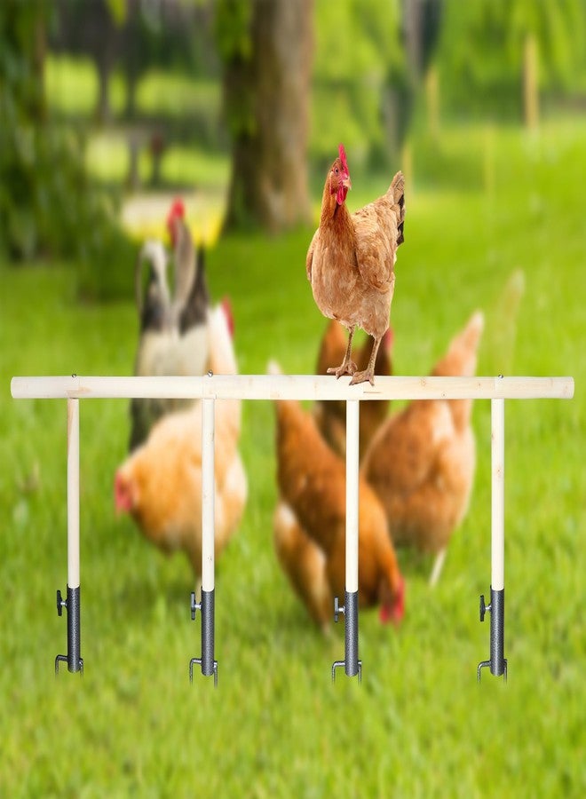 Neeenn Large Chicken Perch Toy for Coop, Wooden Chick Perch Stand with Metal Ground Plug, Chicken Coop Backyard Poultry Accessories, Suitable for Poultry Rooster Chicks Large Bird Parrot - Image 2