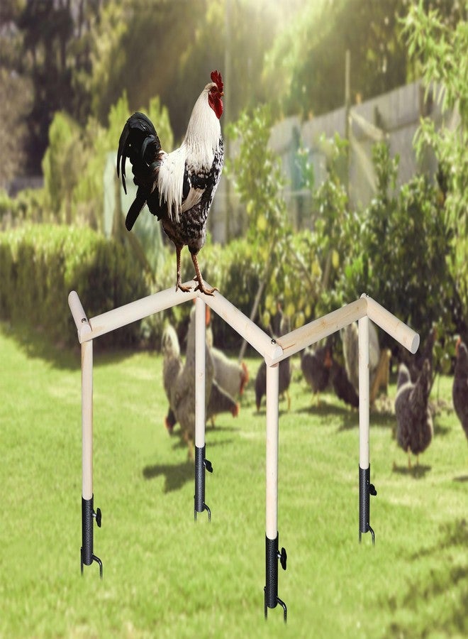 Neeenn Large Chicken Perch Toy for Coop, Wooden Chick Perch Stand with Metal Ground Plug, Chicken Coop Backyard Poultry Accessories, Suitable for Poultry Rooster Chicks Large Bird Parrot - Image 4