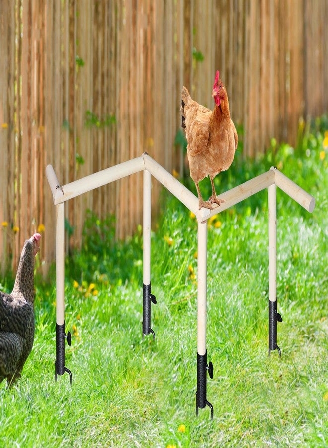 Neeenn Large Chicken Perch Toy for Coop, Wooden Chick Perch Stand with Metal Ground Plug, Chicken Coop Backyard Poultry Accessories, Suitable for Poultry Rooster Chicks Large Bird Parrot - Image 3