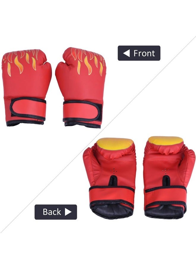 زي سي إم - هابي قفازات ملاكمة للأطفال، قفازات ملاكمة احترافية للشباب مع شبكة مسامية وجلد بولي يوريثان متين، تصميم لهب أحمر، مثالية لحقيبة اللكم، الكيك بوكسينغ، الملاكمة التايلاندية وفنون القتال المختلطة - Image 4