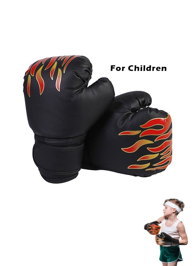 زي سي إم - هابي قفازات ملاكمة للأطفال، قفازات ملاكمة احترافية للشباب مع شبكة مسامية وجلد بولي يوريثان متين، تصميم لهب أحمر، مثالية لحقيبة اللكم، الكيك بوكسينغ، الملاكمة التايلاندية وفنون القتال المختلطة - Image 1