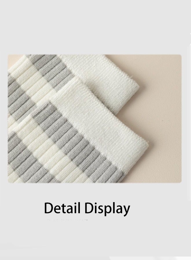 Five pairs of black and white mid tube women's socks, summer thin style, striped pile socks 2025 new model - Image 3