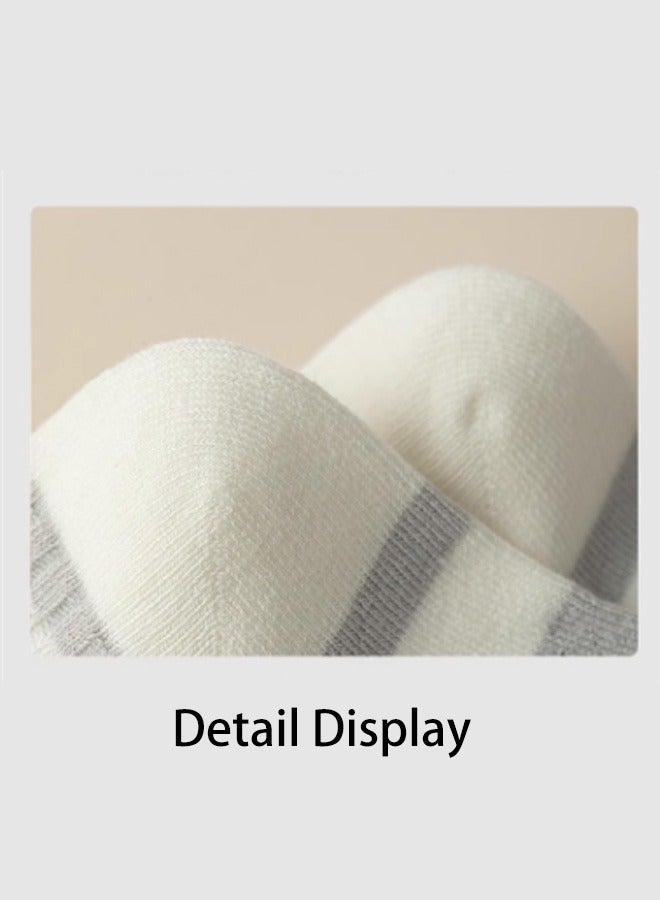 Five pairs of black and white mid tube women's socks, summer thin style, striped pile socks 2025 new model - Image 4