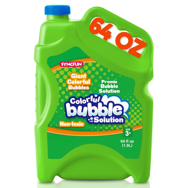 SYNCFUN 64 oz Premixed Bubble Solution 19L Giant PreMix Refill Solution for Bubble Machine Wands Blower Easter Outdoors Activity No Mixing or MeasuringGreen - Image 3
