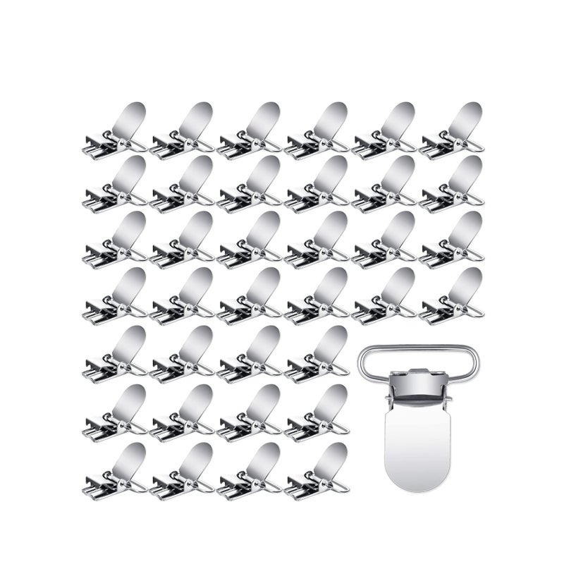 SOLARAE 100 Pieces Metal Pacifier Suspender Clips Straps Holder Fasteners Clips Baby Pacifier Suspender Snap Heavy Duty Fasteners Clips for Making Pacifier Holders Bib Bed Sheet Fasteners Toy Clip - Image 1
