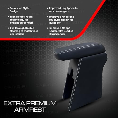 Carigiri Premium Finish Car Armrest for Maruti Suzuki Fronx/New Baleno with Moulded Foam And Storage Compartment (Models-2022-2024) (Black With White Double Stitching) - Image 4