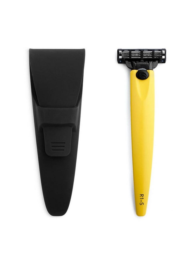 Bolin Webb Razor In Yellow And Travel Case. Fitted With Gillette Mach3 Blade Cartridge. Luxury Razors For Mengiftable R1 Style.  - Image 1
