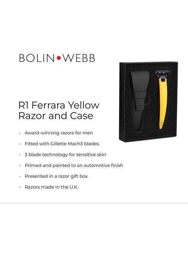 Bolin Webb Razor In Yellow And Travel Case. Fitted With Gillette Mach3 Blade Cartridge. Luxury Razors For Mengiftable R1 Style.  - Image 2