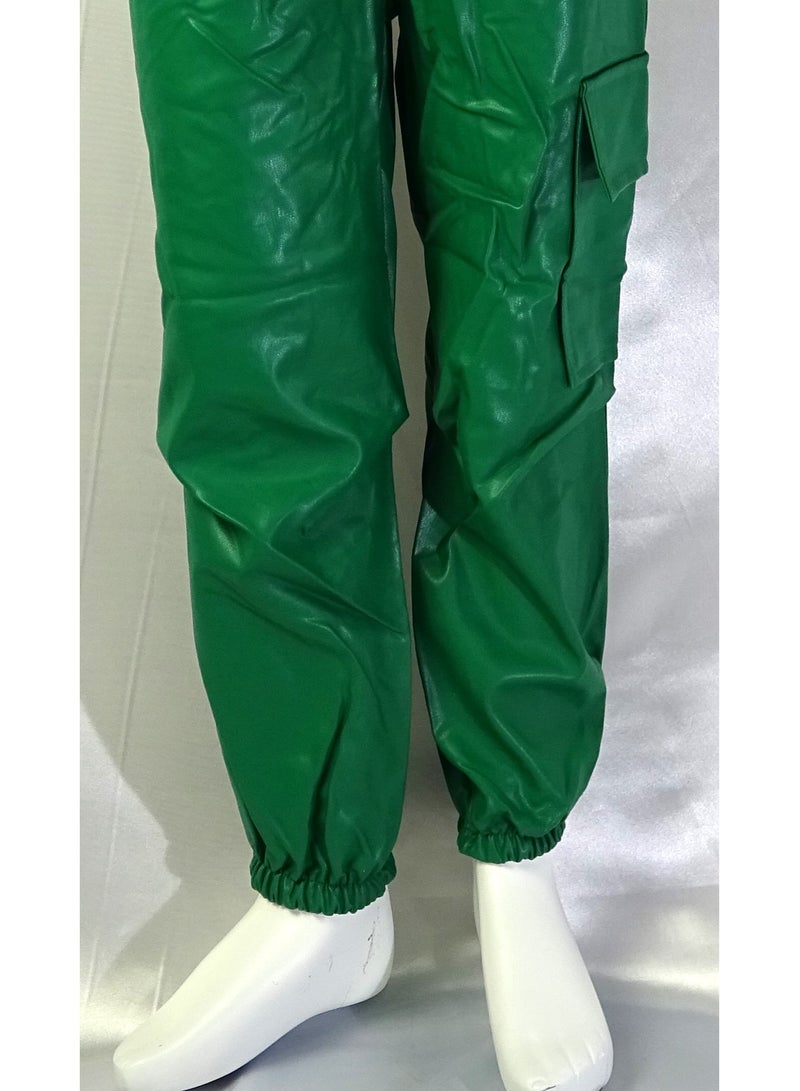 SHELTERE "Girls' solid-colored leather pants with multiple pockets from the Shelter collection 35608" - Image 4