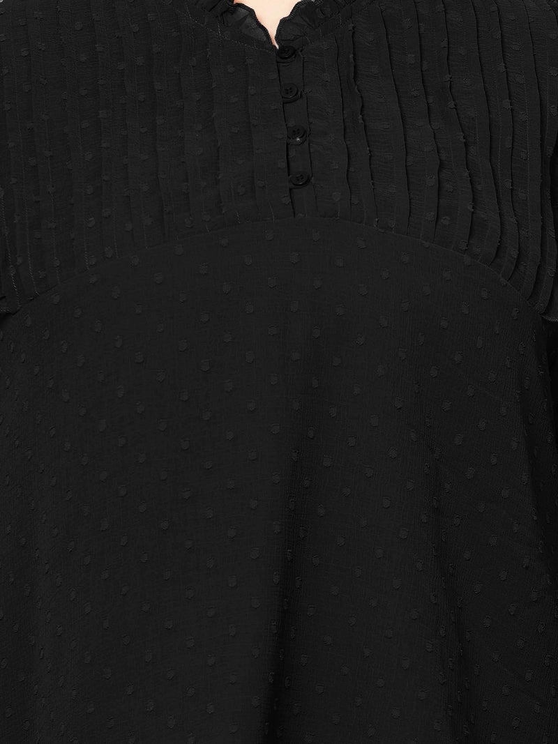 Indietoga Women's Plus Size Georgette Longline Tunic Tops (P10001555_Black Embroidered_5XL) - Image 3