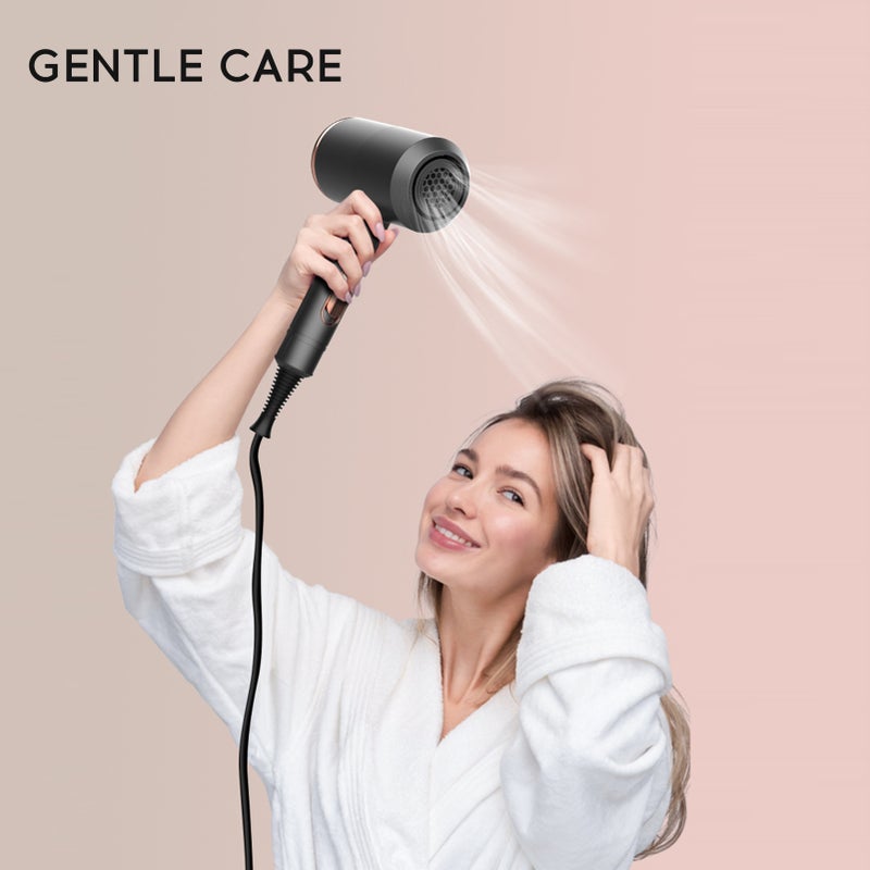 Hair Dryer: Black UK Plug, High Power Quick Drying, Double-layer Anti-scalding Nozzle - 3 Styling Wind Nozzles, Gentle Hydrate Hair for Professional At-home Styling - Image 3