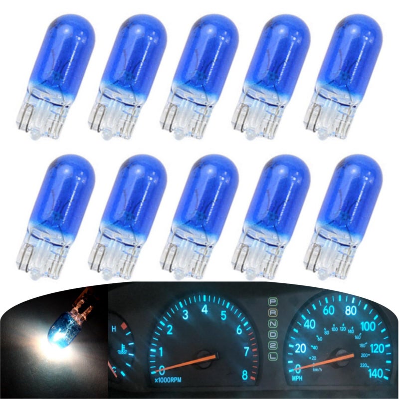 CUSMME 10Pack T10 194 168 LED Light Bulb 158 PC194 161 W5W 147 Halogen Instrument Panel Gauge Cluster Dashboard Automotive Light Bulb Blue