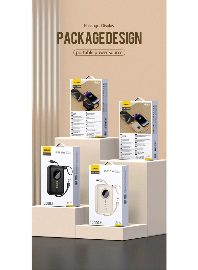DUDAO K14-B 22.5W PD 10000MAH باور بانك - أسود - Image 3