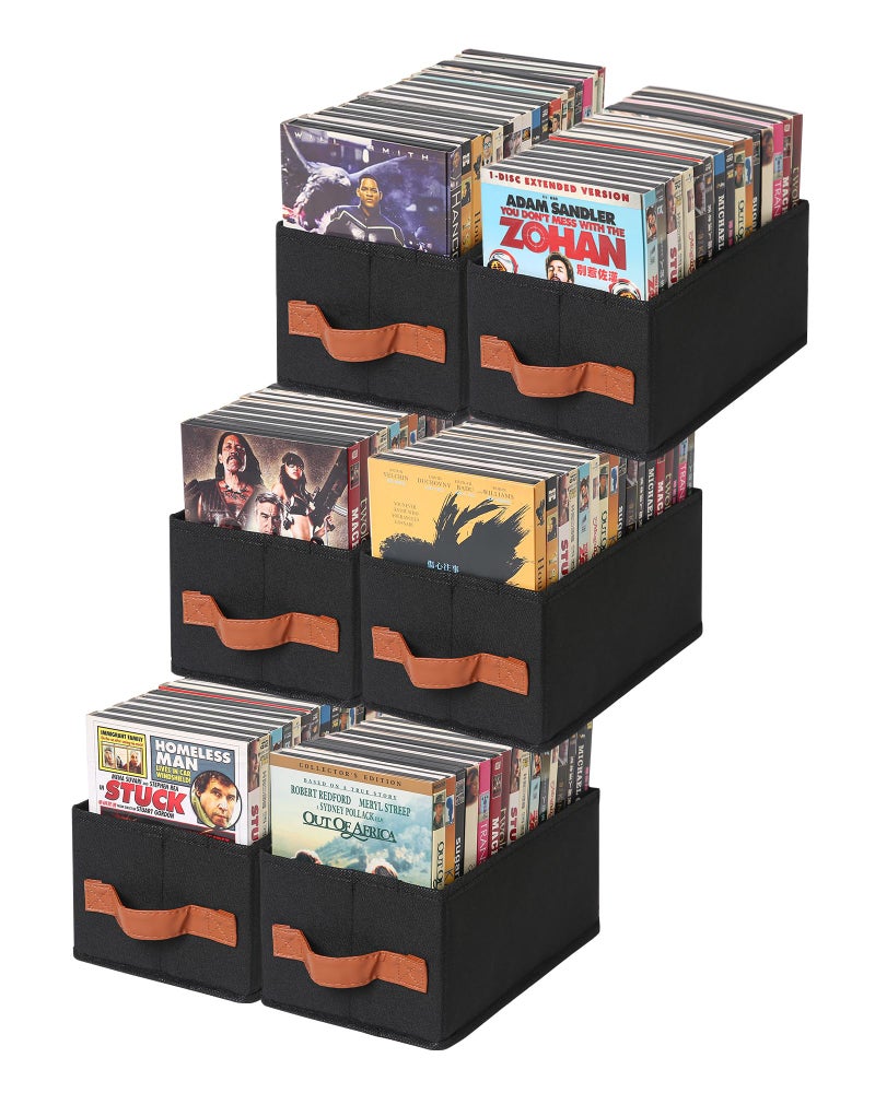 Wanapure 6 Pack DVD Storage Box, DVD Organizer Holds Up to 102 DVDs, Foldable DVD Holder, Large CD Storage Case - Image 2