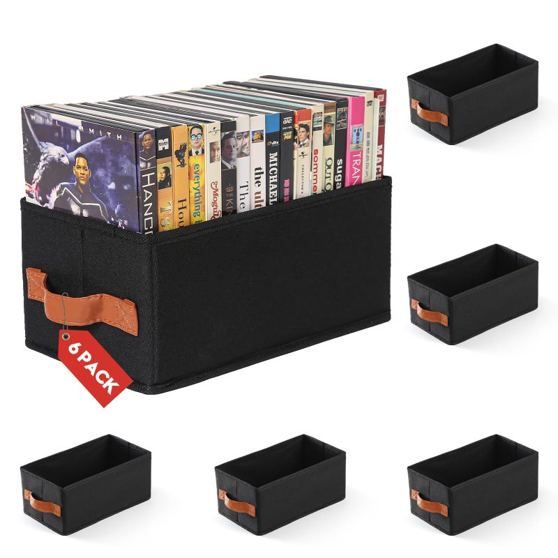 Wanapure 6 Pack DVD Storage Box, DVD Organizer Holds Up to 102 DVDs, Foldable DVD Holder, Large CD Storage Case - Image 1