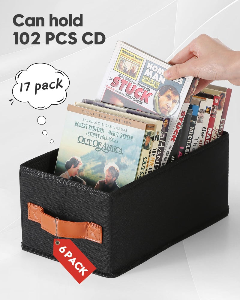 Wanapure 6 Pack DVD Storage Box, DVD Organizer Holds Up to 102 DVDs, Foldable DVD Holder, Large CD Storage Case - Image 3
