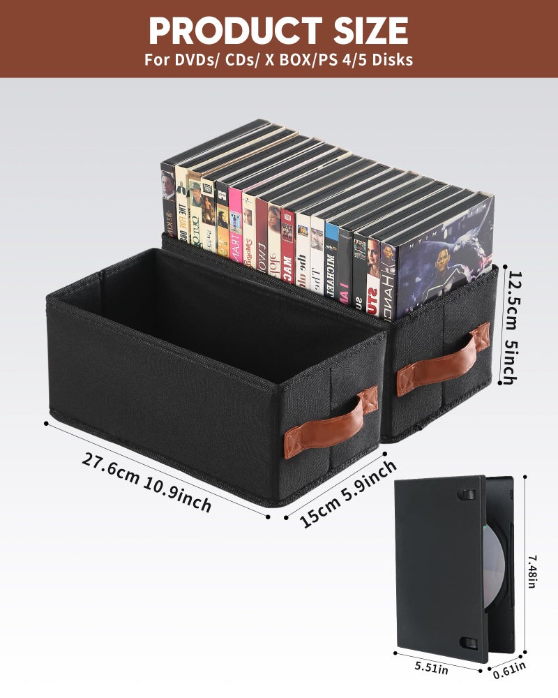 Wanapure 6 Pack DVD Storage Box, DVD Organizer Holds Up to 102 DVDs, Foldable DVD Holder, Large CD Storage Case - Image 5