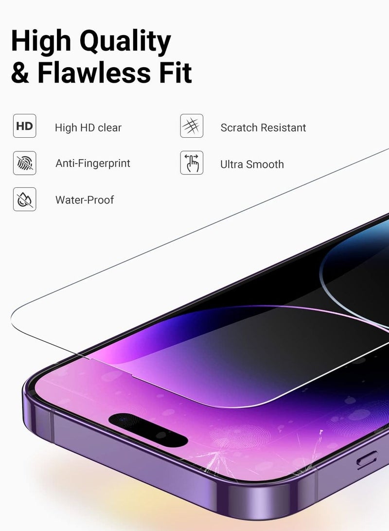 BORTONY Pack of 2 Screen Protector for 14 Pro Max (6.7 inch) Premium HD Clear Tempered Glass Anti-Scratch Anti-Fingerprints Bubble-Free Ultra Resistant - Image 2