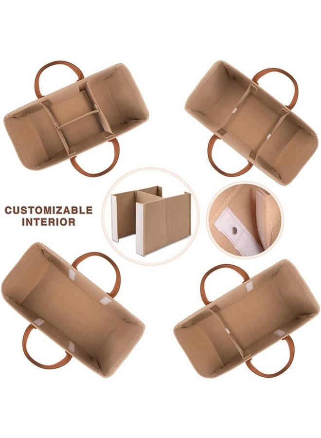Baby Windel Caddy Organizer & Wickelauflage, Unisex tragbarer Aufbewahrungsbehälter für Reisen oder zu Hause, Umweltfreundliche Filzkorbtasche mit anpassbaren Fächern, Ledergriffe  - Image 2