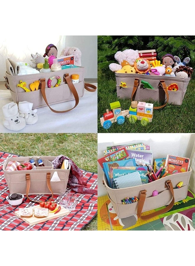 Baby Windel Caddy Organizer & Wickelauflage, Unisex tragbarer Aufbewahrungsbehälter für Reisen oder zu Hause, Umweltfreundliche Filzkorbtasche mit anpassbaren Fächern, Ledergriffe  - Image 5