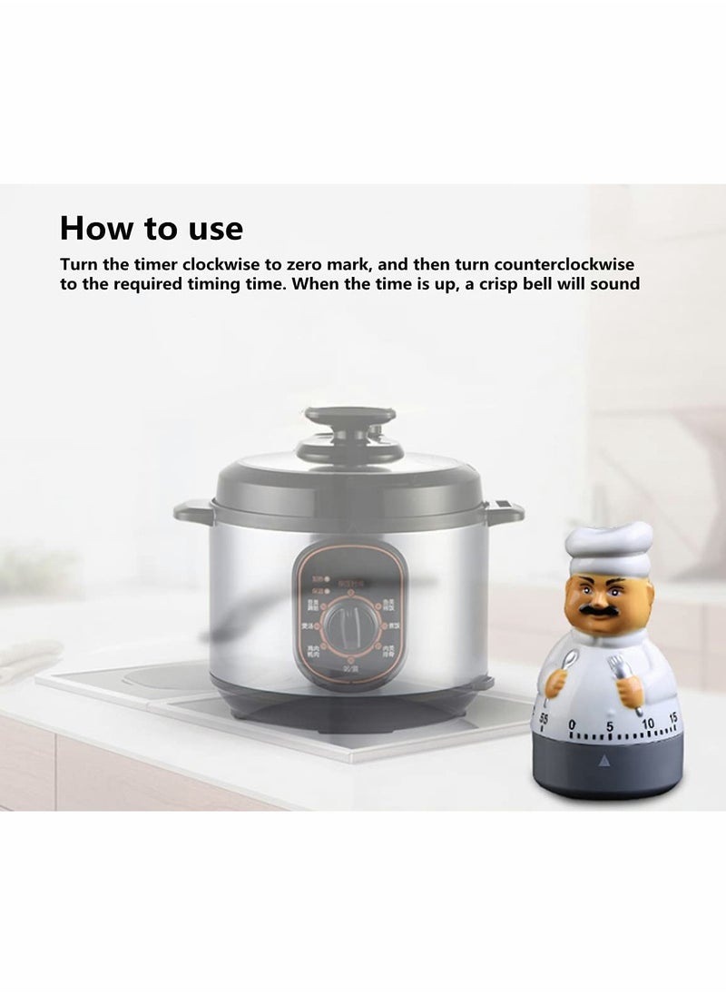 KASTWAVE - Timers 55 Minutes Mechanical Timers Kitchen Cooking Timer Clock Loud Alarm Counters Manual Timer (Chef) - Image 1