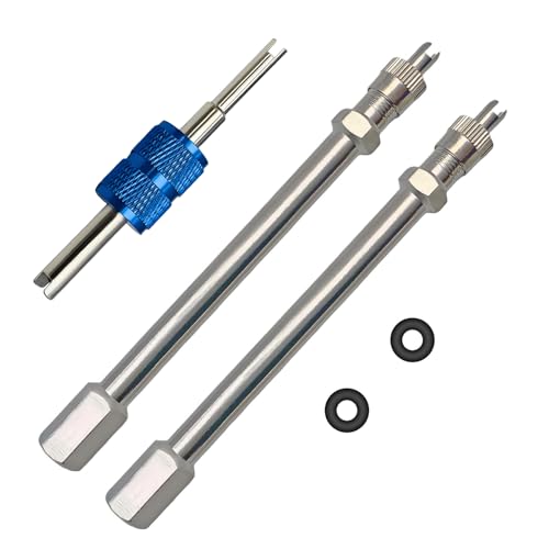 Aracey 4Inch Dually Valve Stem Extenders,Set of 2Pcs,Heavey Duty,100mm Straight Metal Dual Wheel Valve Stem Extensions for Truck Tires, RV Tires, Motorhome, Coach, Pickup, Motorcycle, Bike, Trailer - Image 1