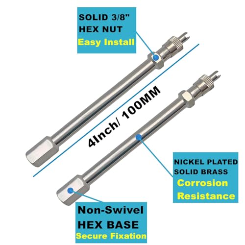 Aracey 4Inch Dually Valve Stem Extenders,Set of 2Pcs,Heavey Duty,100mm Straight Metal Dual Wheel Valve Stem Extensions for Truck Tires, RV Tires, Motorhome, Coach, Pickup, Motorcycle, Bike, Trailer - Image 2