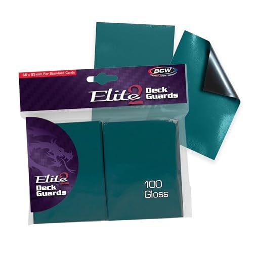 BCW Elite2 Glossy Card Sleeves Teal CrystalClear Front Textured Back Fits 25 x 35 Cards 100 Ct - Image 1