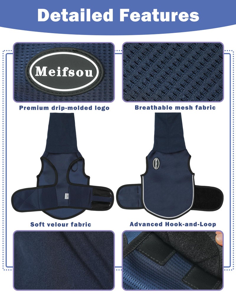 Meifsou Dog Anxiety Vest with Hood, Skin-Friendly Thunder Jacket for Dogs, All-in-One Dog Calming Shirt with Hood for Thunder, Fireworks, Separation - Keep Pet Calm Without Medicine, Dark Blue, XS - Image 3