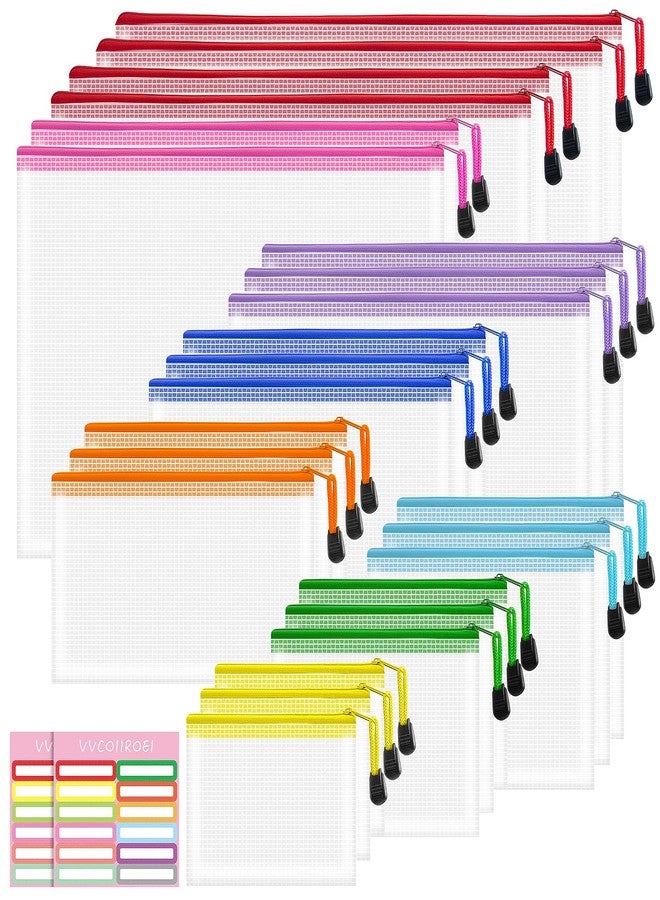 VVCOIIROEI 24pcs Mesh Zipper Pouch Bags, Plastic Zipper Pouches, 9 Sizes Zipper Pouch, Mesh Bags With Zipper, 8 Colors Zipper Pouches for Organizing,Travel Pouch and Board Game Bags - Image 1