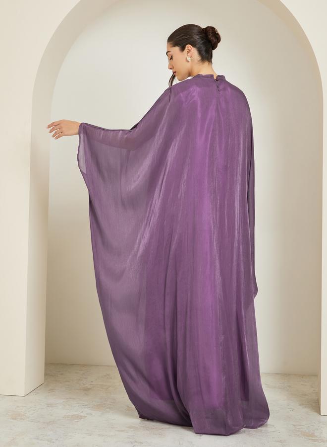 Amirah Women Purple Embroidered Maxi Kaftan - Image 5