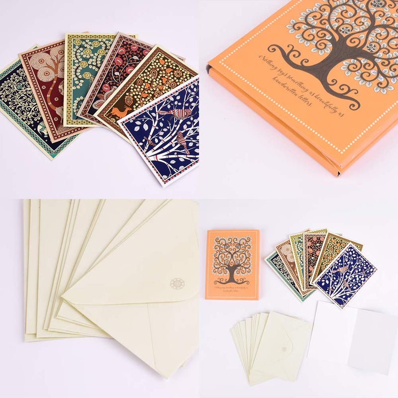 DOODLE Kalamkari Art -12 Notecards,Thank you Notecards, Greeting Cards, Notecards for all Occasions, Gift For Her - Image 5