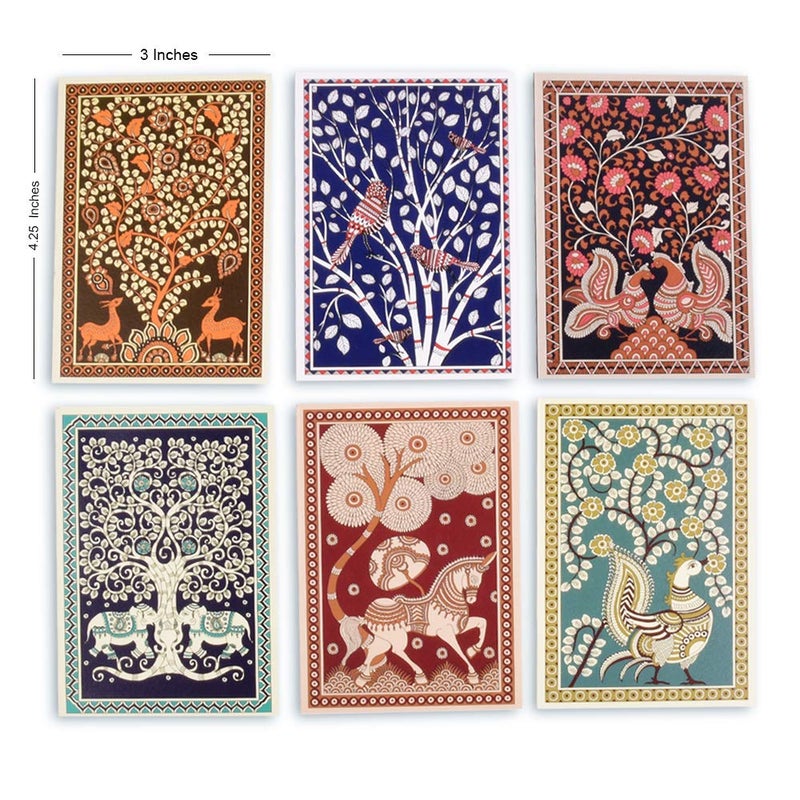 DOODLE Kalamkari Art -12 Notecards,Thank you Notecards, Greeting Cards, Notecards for all Occasions, Gift For Her - Image 2
