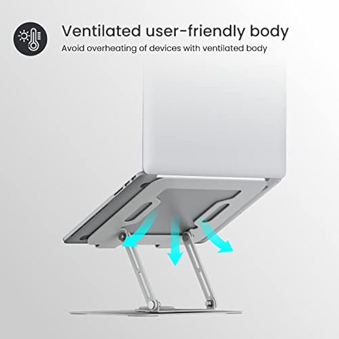 FANTECH MY BUDDY K9 - PORTABLE LAPTOP STAND - ADJUSTABLE ELEVATION LEVELS - VENTILATED ANTI-SLIP DESIGN - 360-DEGREE ROTATING BASE(WHITE) - Image 3