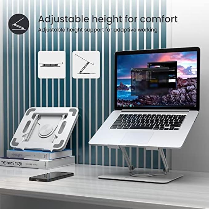 FANTECH MY BUDDY K9 - PORTABLE LAPTOP STAND - ADJUSTABLE ELEVATION LEVELS - VENTILATED ANTI-SLIP DESIGN - 360-DEGREE ROTATING BASE(WHITE) - Image 2