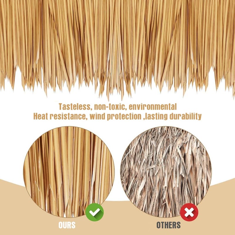 HASTHIP ® 2PCS Artificial Thatch Trim for Mexican Tiki Hut Grass Skirting Roof Yellowish Hawaii for Outdoor Bar Fence Party Interior Decor 40 * 100cm - Image 2