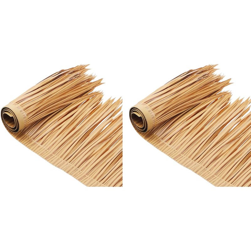 HASTHIP ® 2PCS Artificial Thatch Trim for Mexican Tiki Hut Grass Skirting Roof Yellowish Hawaii for Outdoor Bar Fence Party Interior Decor 40 * 100cm - Image 1