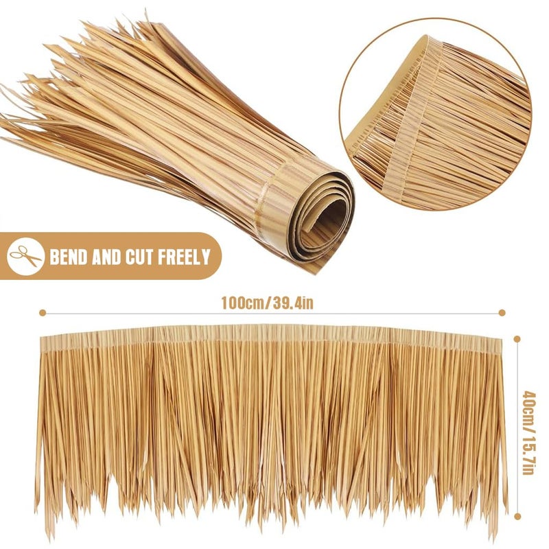 HASTHIP ® 2PCS Artificial Thatch Trim for Mexican Tiki Hut Grass Skirting Roof Yellowish Hawaii for Outdoor Bar Fence Party Interior Decor 40 * 100cm - Image 3